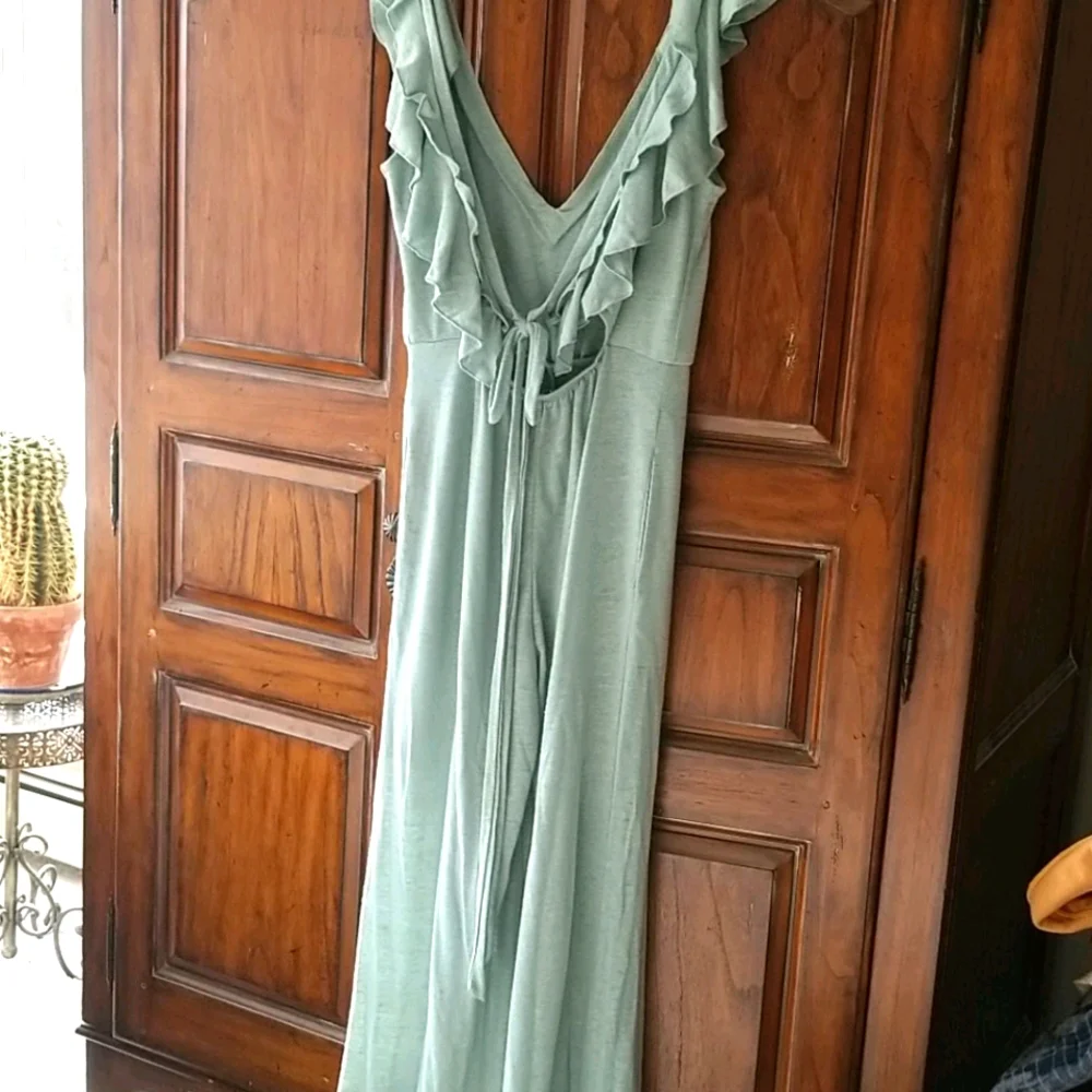 Free People Ruffled Gray Jumpsuit - Picture 2 of 8
